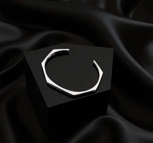 Stainless Steel Hexagon Cuff Bangle